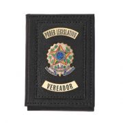 Carteira  funcional em couro com 2 brasões da república